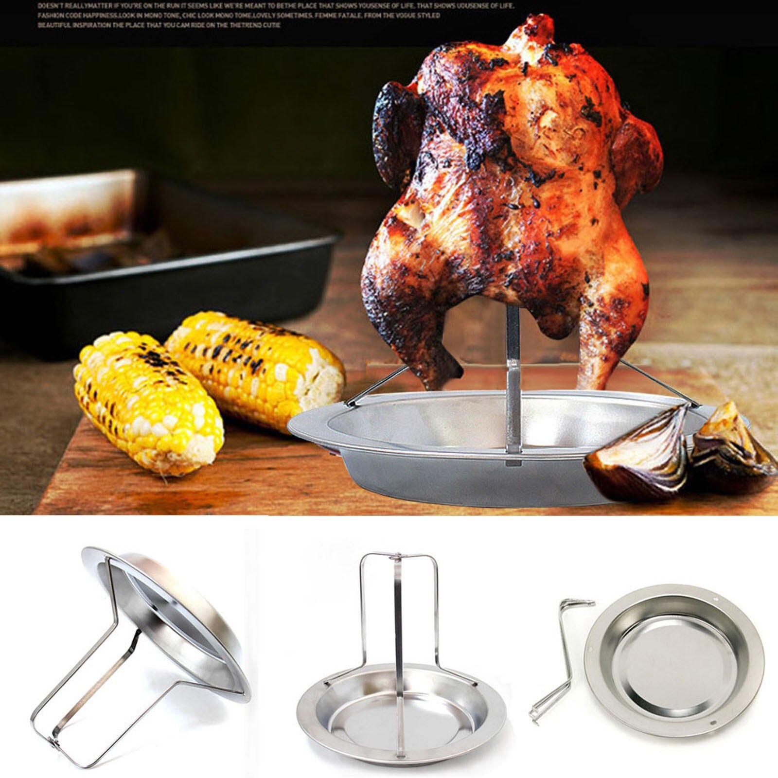 Huhn Halfter Gestell Grill Stehen Braten BBQ Rippe Nicht Stock Edelstahl edelstahl Grill für Grill zubehör