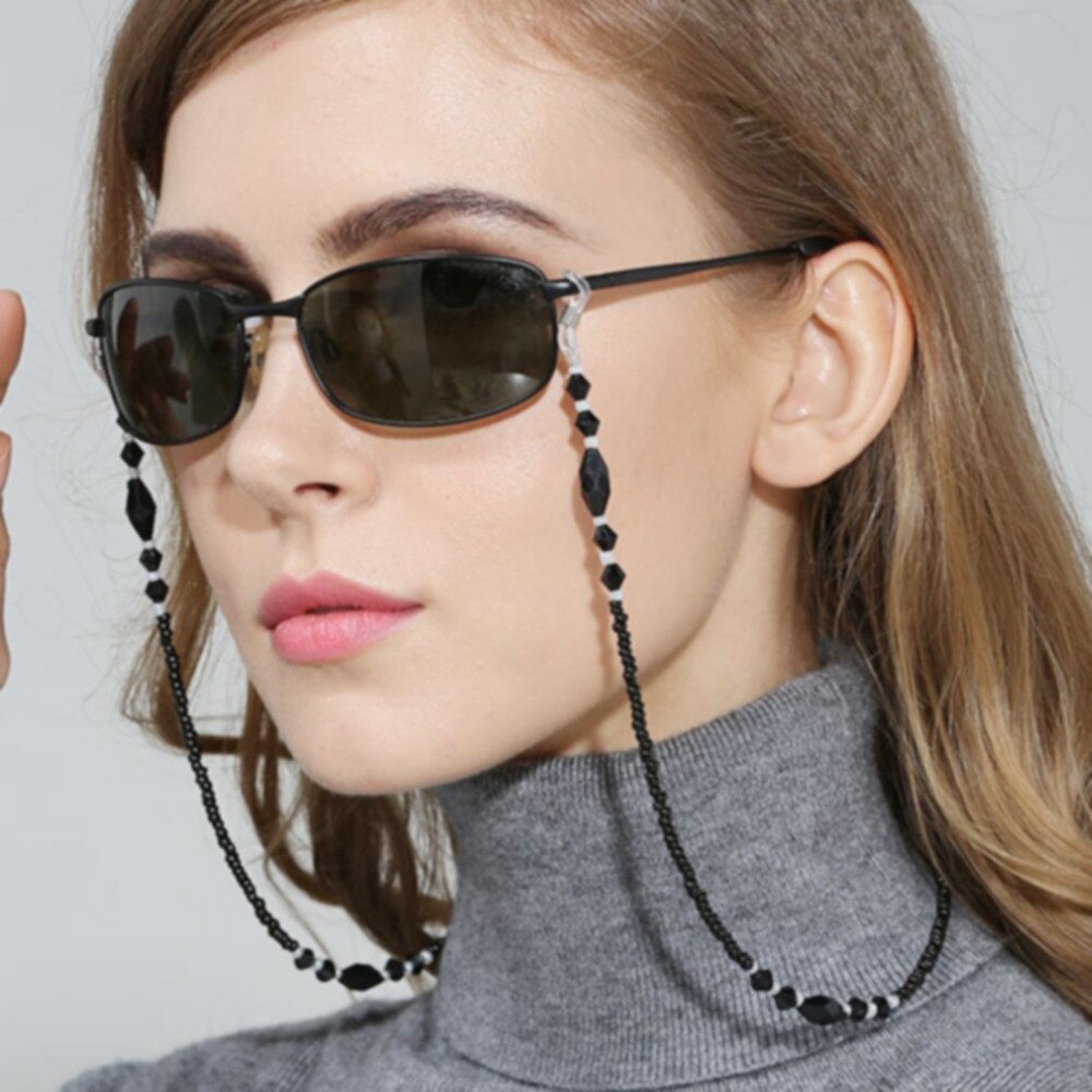 Neue Frauen Brillen Ketten Schwarz Acryl Perlen Ketten Anti-Unterhose Brillen Kabel Halfter Lesebrille Seil Brillen Zubehör
