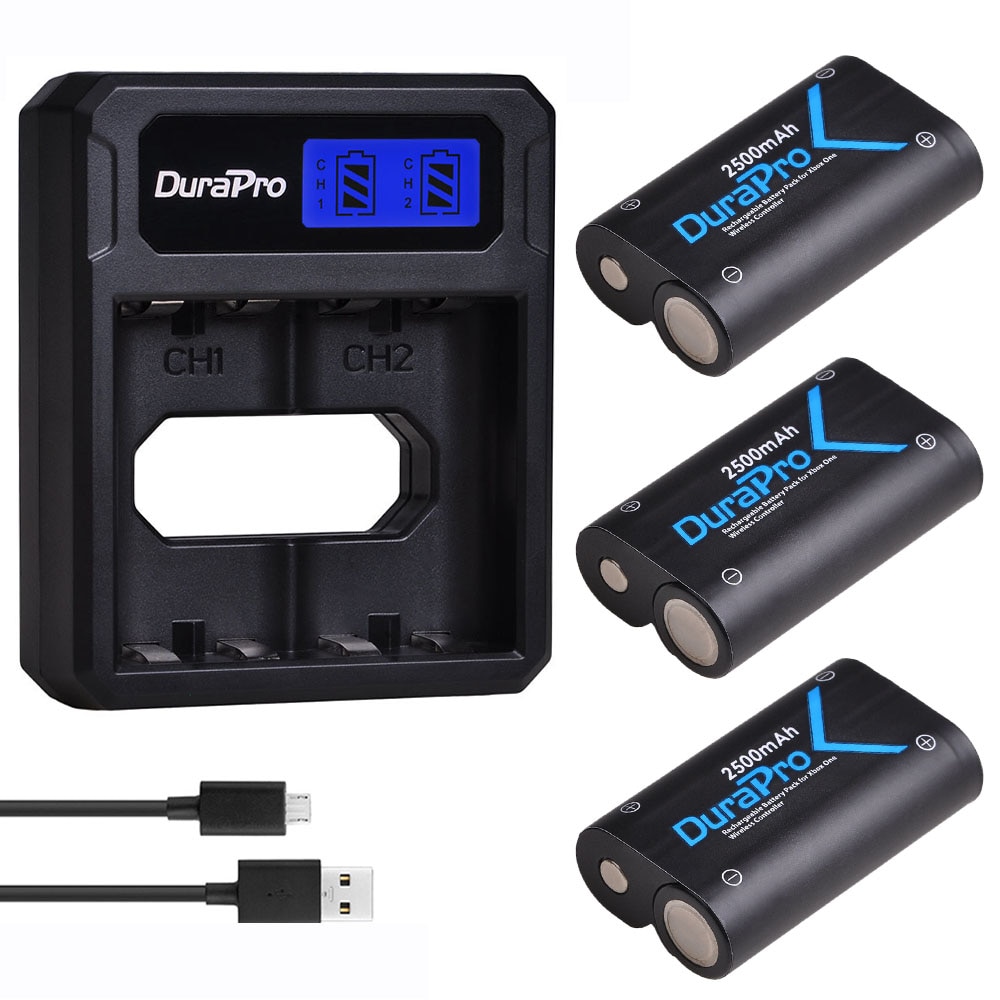3x Batterie für Xbox eins / Xbox eins S / Xbox eins X /Xbox eins Elite kabellos Regler Gamepads + LCD USB Ladegerät