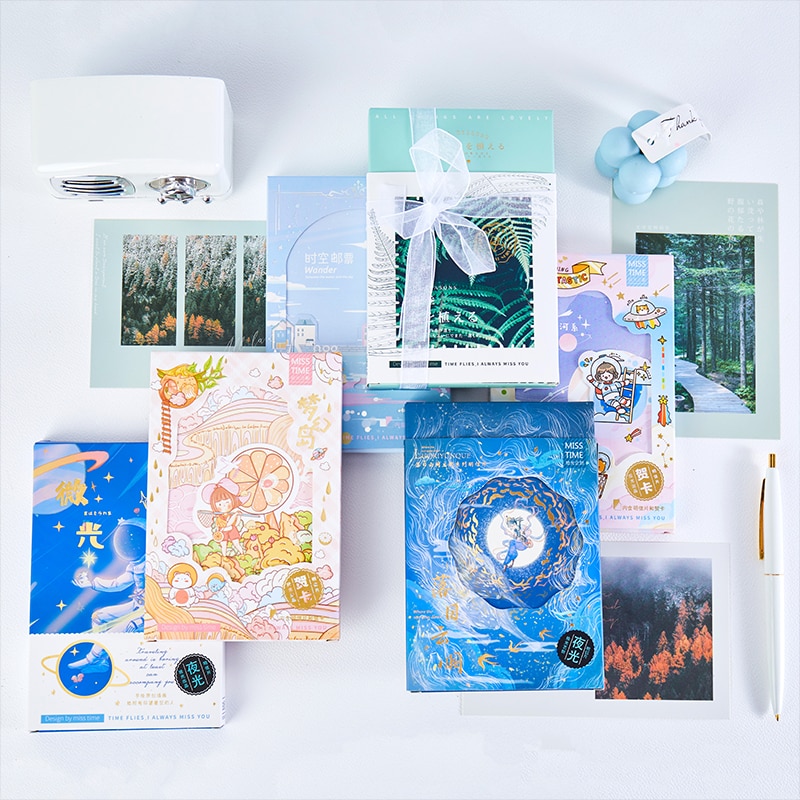 VanYi 30 teile/schachtel Schimmer Galaxis Einfache Pflanzen Sonde Postkarte Frische Kawaii Pflanzen Stil Kreative Schreiben Gruß Postkarte