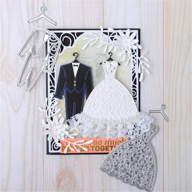 Metall Schneiden Stirbt LIEBHABER Hochzeit kleid Schablonen Für DIY Scrapbooking Präge Papier Hochzeit Karten Sterben Schnitte Foto Album