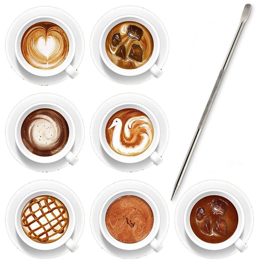 Kaffee ziehen Blume Nadel Cappuccino Latte Kaffee Dekorative Kunst Stift Edelstahl Geschnitzt Stock Cafe Dekorieren Rührgerät Werkzeug