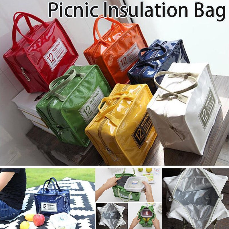 Tragbare Isolierte PU Mittagessen Tasche Thermische Lebensmittel Picknick Mittagessen Taschen für Mittagessen Lebensmittel Kasten Tasche Tote