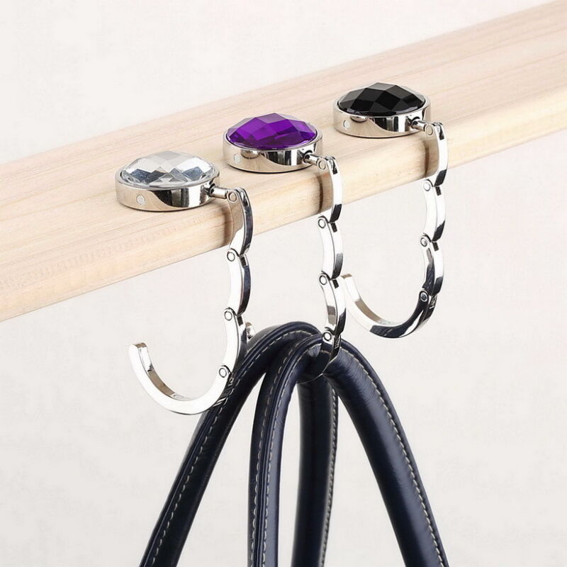Tragbare Handtasche Haken für Tisch Faltbare Handtasche Tasche Strass Krone KleiderbüGel Handtasche Haken Halfter