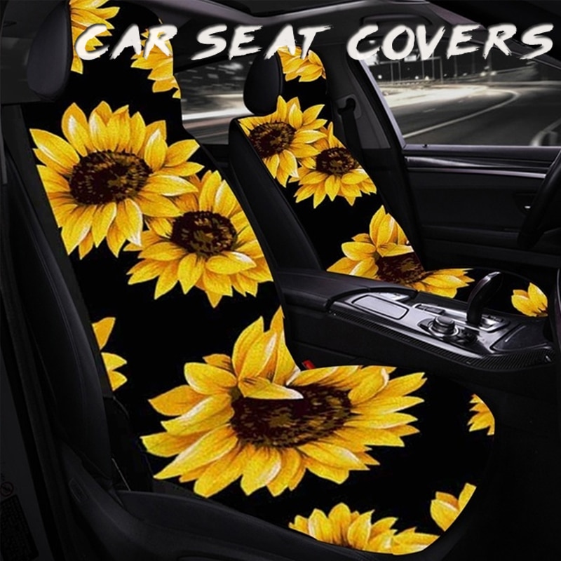 Universal- Sonnenblume Auto Sitzbezüge Vollen Satz Auto Vorderseite Rückseite Sitz Schutz Waschbar Auto Zubehör Aufkleber 1/2/7Stck