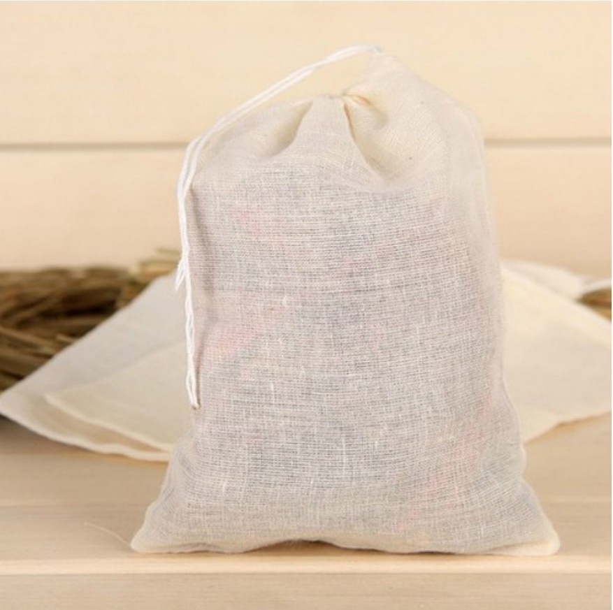 50 teile/los Baumwolle Kordelzug Sieb Tee Tasche würzen Lebensmittel trennen Filter Taschen Für Trinken Tee Werkzeuge 13*16cm