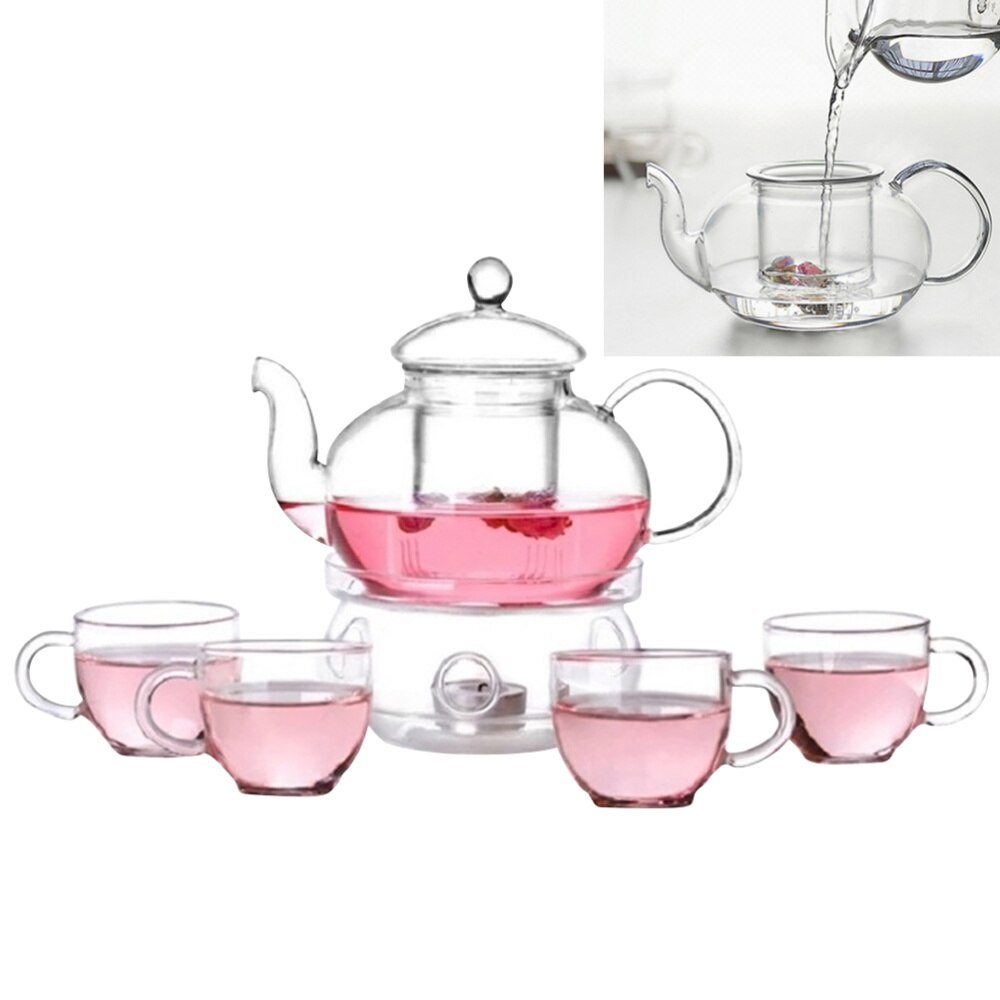 6 stücke Tee-einstellen 1pc Tee Topf mit 4 stücke Tassen und 1pc Wärme Teegeschirr Blumen Tee-setzt Kung-Fu Teegeschirr