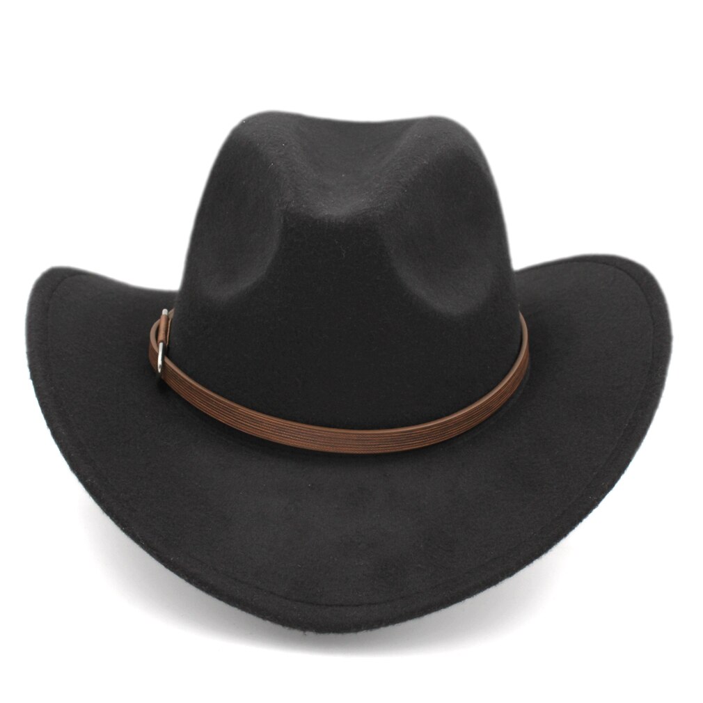 Mistdawn unisex Western Cowboy Hütte Viehzüchter Cowgirl Reiten Kappe Breiter Krempe w/Braun Leder Gürtel Band Größe 56- 58 cm