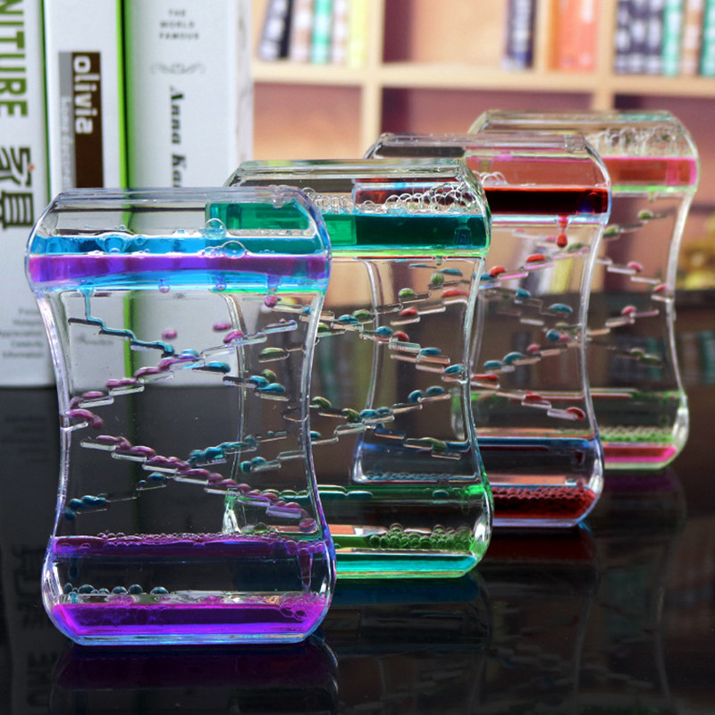 Neue dekompression öl leck zwei-farbe kristall öl tropfen acryl dekoration handwerk zeit sanduhr Schüler hause dekoration