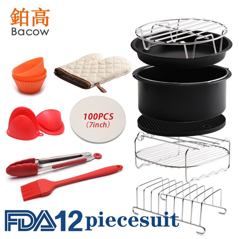 12 stück luft braten Pfanne zubehör für 3,5-5.8qt kuchen korb Pizza platte doppel schicht Grill Zubehör