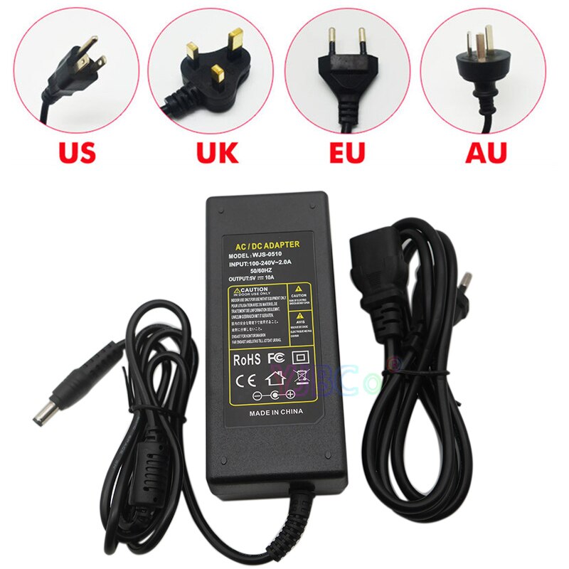 LED Energie Adapter DC 5V 10A LED Netzteil AC100-240V eingang LED-treiber stecker Für LED streifen lampen Band beleuchtung