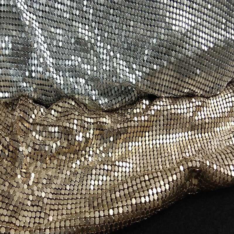 ViaPhil Champagner Gold Silber matt Metall Gittergewebe Stoff metallisch Stoff Metall Pailletten Pailletten Stoff DIY NäHenne Handarbeit Wohnkultur