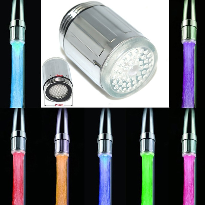 Leuchtende Licht-hoch LED Wasser Wasserhahn Ändern Temperatur Sensor LED Licht Wasser Wasserhahn Wasserhahn Adapter Hause Dusche Schlecht Küche