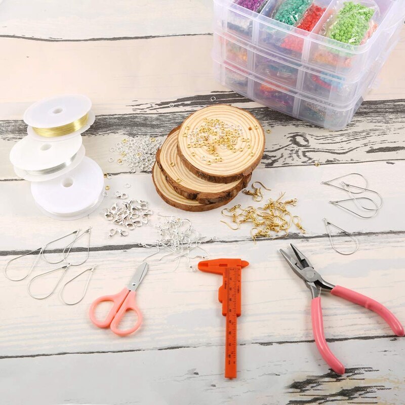 27009 stück Glas Samen Perlen Bausatz, Mehrere Größen Handwerk Samen Perlen mit Kleine Pony Perlen, perlen Band Ohrring und Andere Accesso