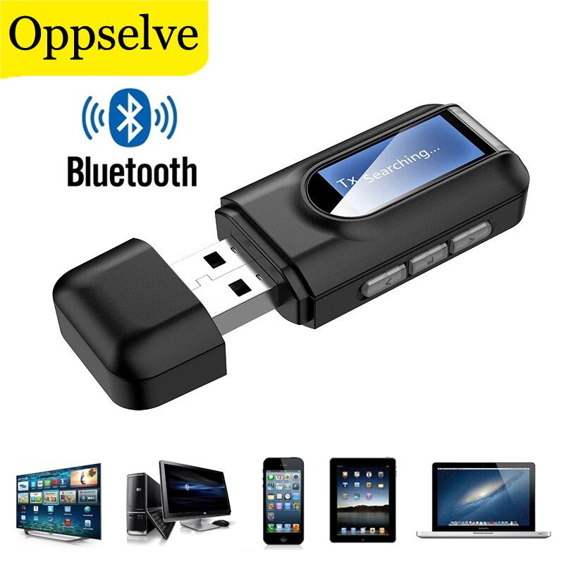 USB 5,0 2in1 Bluetooth Audio- Empfänger Sender Für Auto PC TV HD HiFi Audio- Rezeptor LCD Anzeige Adapter 3,5mm AUX Adaptador
