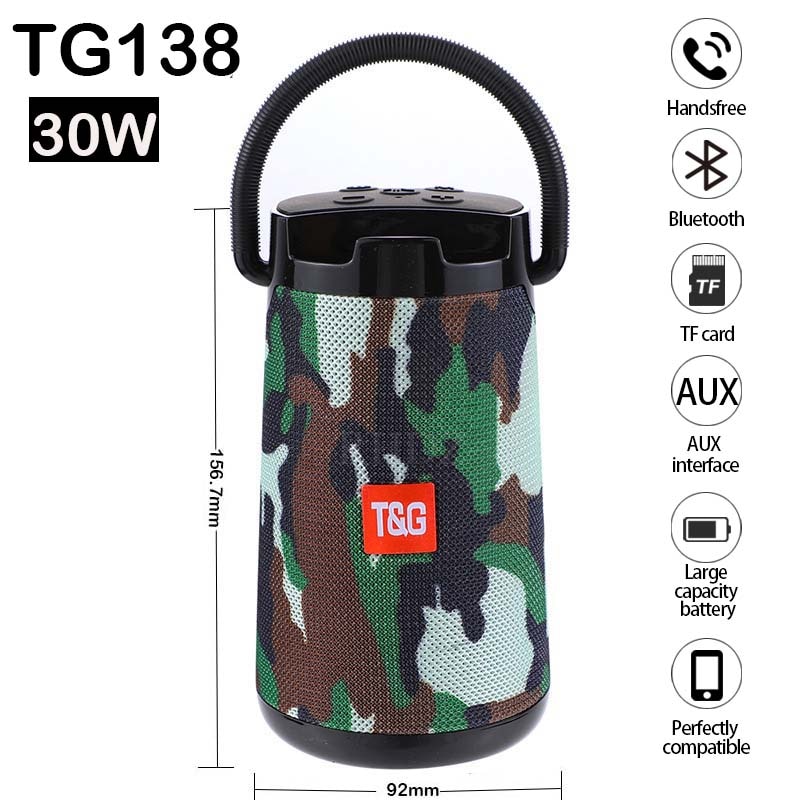 hoch Energie 30W tragbare bluetooth lautsprecher TG138 drahtlose wasserdichte Stereo subwoofer spalte Klang System lautsprecher mit AUX TF