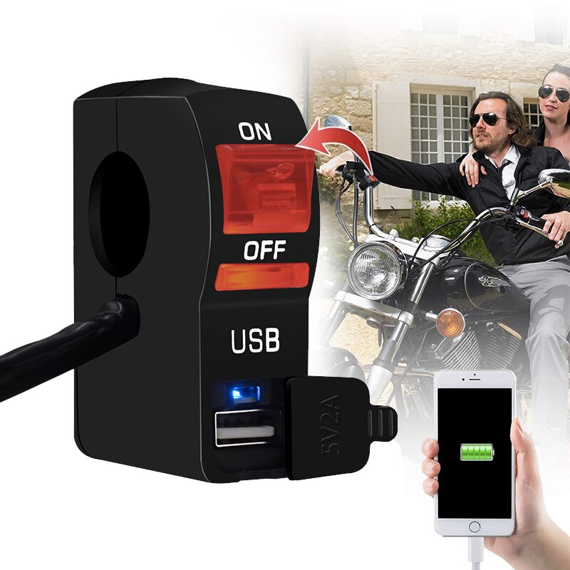 12V Elektrische Motorrad/Motorrad USB Hafen &Ampere; Hafen Lenker Schalter, Licht Kontrolle an/aus Schalter, motorrad LED Umrügestochen Schalter