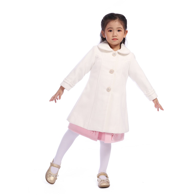 Herbst Winter warm Weiß Mädchen Mantel Frühling Kleidung Outwear freundlicher freundlicher Jacken Mädchen Mantel Lässig Wolle Tuch