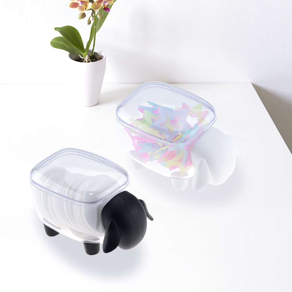 1Stck Nette schafe kreative Mini kunststoff baumwolle tupfer lagerung Kasten haushalt staubdicht Schreibtisch kosmetik Abschluss-Kasten