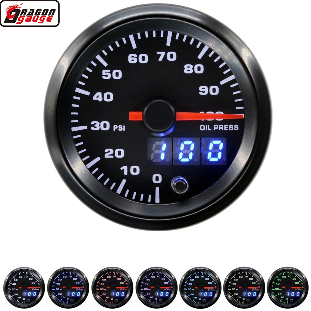 Drachen Messgerät Hohe geschwindigkeit stepper Motor- 52mm 7 Farben LED Dual Anzeige Rennen Auto Öl Manometer Meter Freies