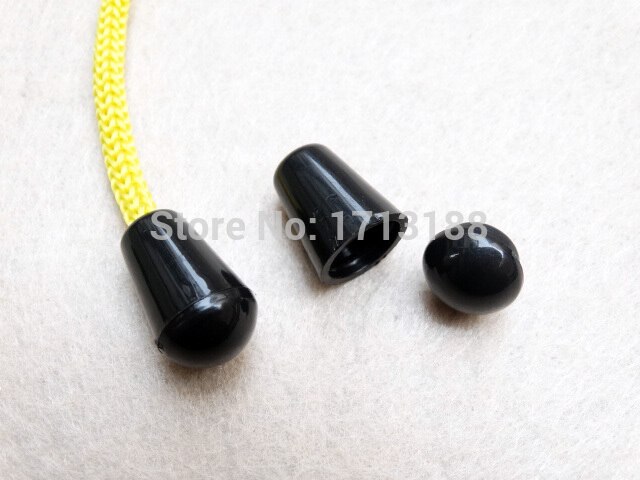 20 teile/los Schwarz Kunststoff Abnehmbare Glocke Stopper Mit Deckel Deckel Kabel Enden Für seil schwanz ordner/Bekleidung Sportwear Zubehör