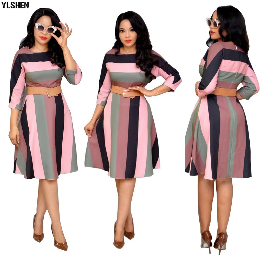 Afrikanische Kleider Für Frauen Afrikanische Kleidung Afrika Kleid Regenbogen Streifen Druck Dashiki Kleidung ankara Plus Größe Afrika Frauen Kleid