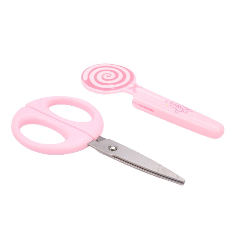 1Stck Kawaii Lutscher Sicherheit Hülse Edelstahl Schüler Schere Schneiden Mini freundlicher Schere Schreibwaren Schule Liefert