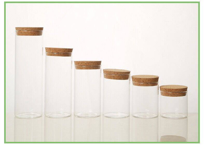 100/150/200/250/300/350/400 ml groß Klar essen Gewürz Süßigkeiten Glas flaschen Gläser Container Flasche Kasten mit Kork Hochzeit Heimat Dekor