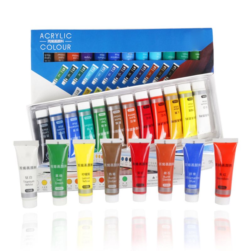 12/24 farben Künstler Acrylfarben 15ml Rohr Zeichnung Malerei Pigment Wandfarbe
