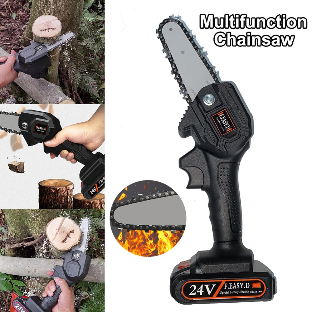 24V Mini Kettensäge 4 Zoll 0,7 kg Tragbare Elektrische Astsäge Wiederaufladbare Rebschnitt Scher Garten Werkzeuge Zweig Pruner Holz schneider