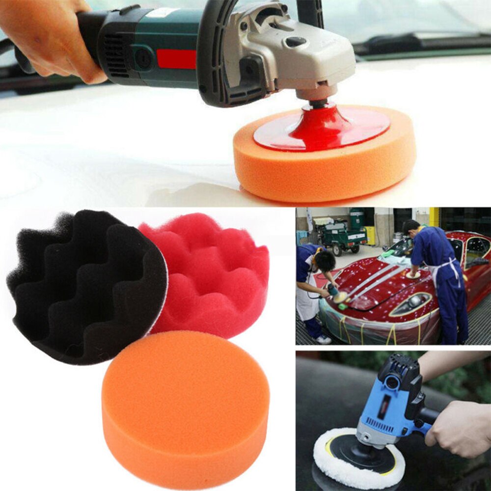 12x 3' Schwamm wachsen Polieren Polieren Pad Bausatz Bohren Adapter Pro Wagen Poliermaschine