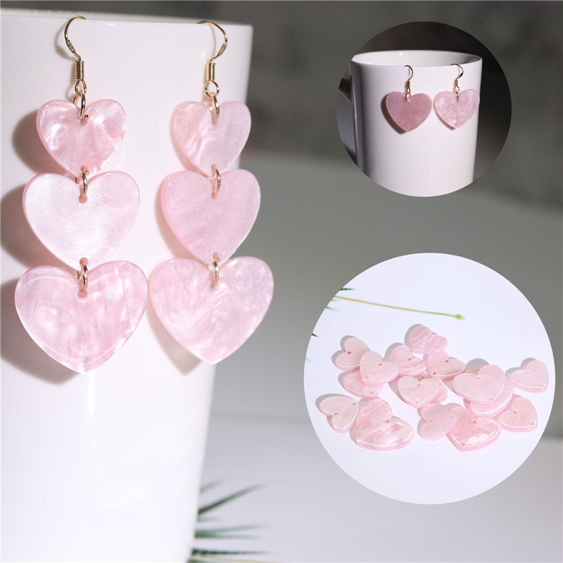9 stücke 3 Größe Herz bilden Reize für Schmuck Machen DIY Ohrring Halskette Zubehör Romantische Rosa Schmuck Erkenntnisse