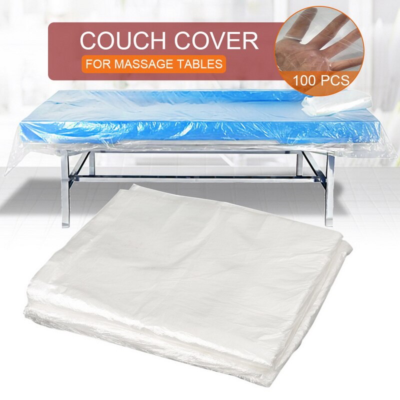 100 stücke Professionelle Kosmetik Salon blätter Spa Massage bett tisch abdeckung blätter Kunststoff transparent Schönheit Bett Film wateproof