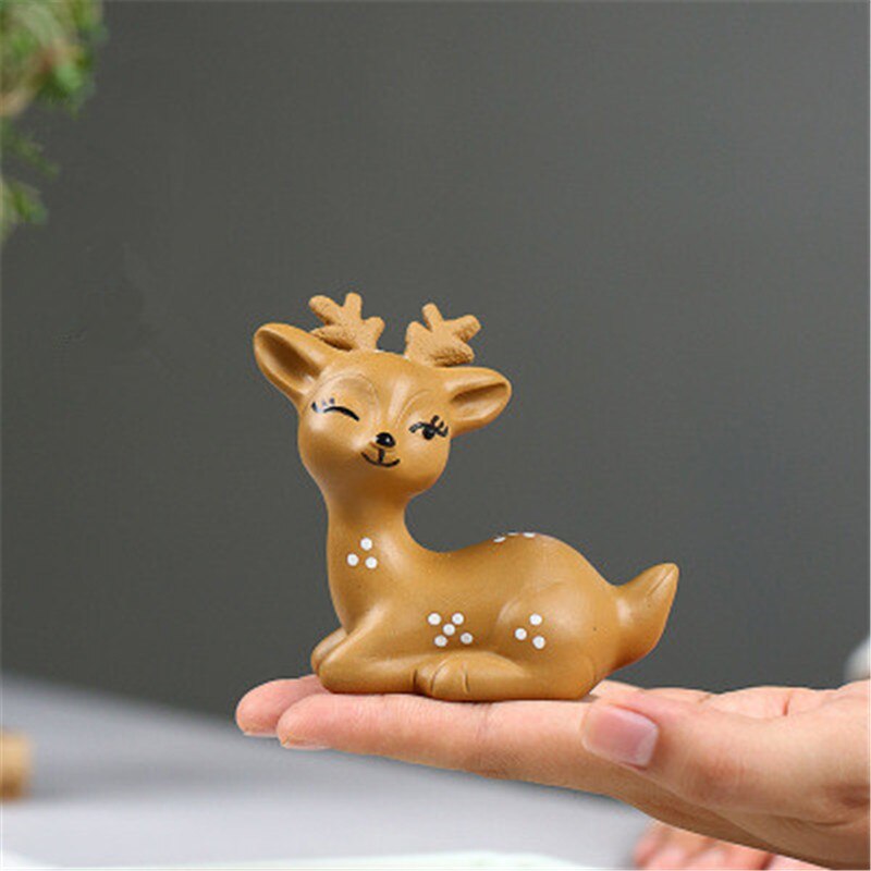 2Stck Kreativität Ornamente Yixing Tee Haustier Zisha sika Hirsch gesetzt lila Sand Tee-einstellen kleine dekoration skulptur Handwerk Tee haustier