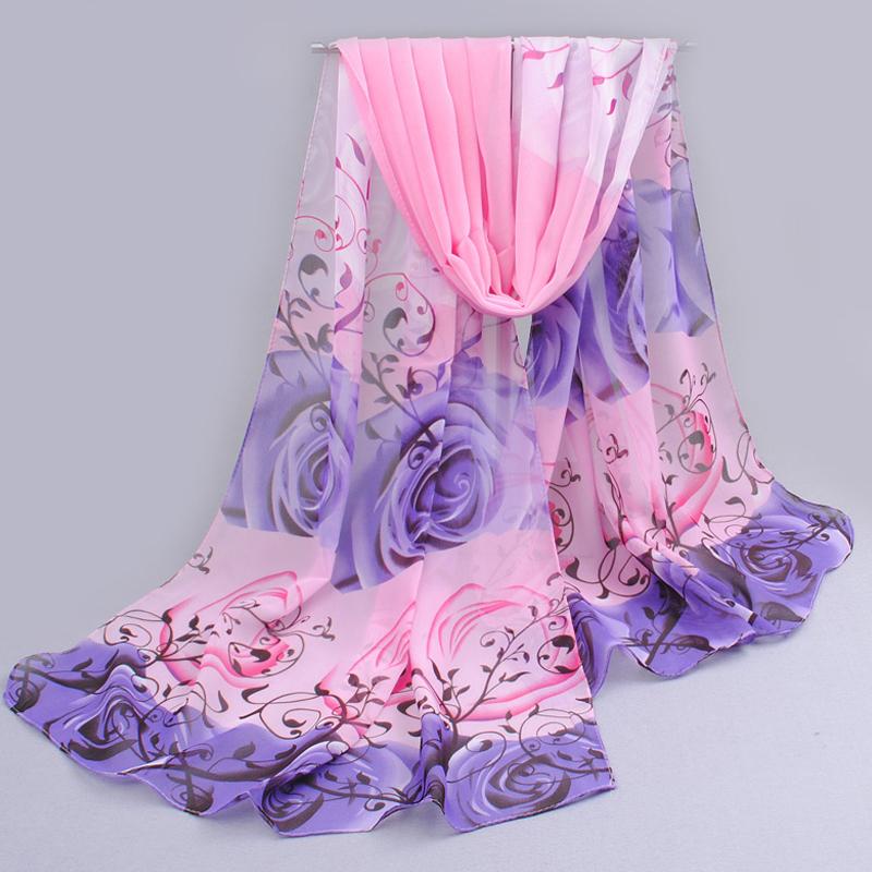 Von indien förderung Rose druck Chiffon Polyester schals frau dünne schal Turban gürtel hijab arabische schals wickeln qsr