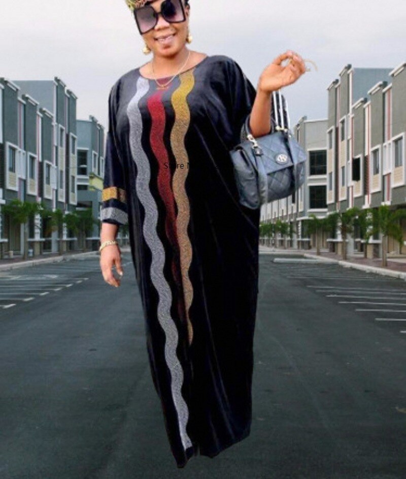 Samt Afrikanische Kleider Für Frauen Herbst Afrika Kleidung Muslimischen Lange max Kleid Afrikanischen Kleid Für Dame