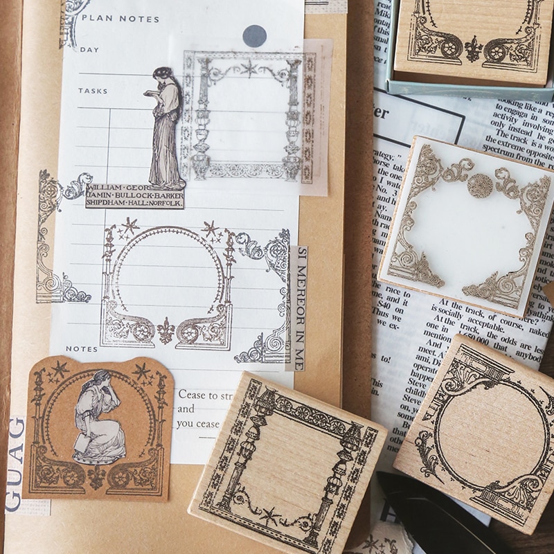 Jahrgang Europäischen Etikett Stempel Multi-funktion Holz Stempel Planer Holz Stempel DIY Scrapbooking Karten Dekoration Präge