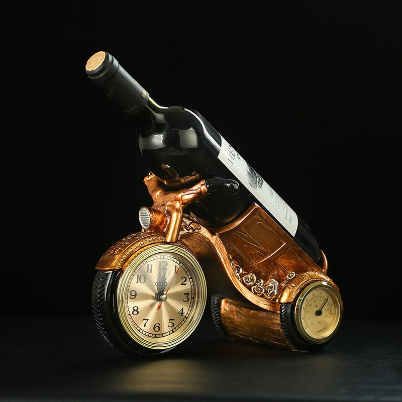 Kreative Harz Wein Gestelle Anzeige Regal Küche Europäischen Wein Halfter Stehen Mit Schreibtisch Uhr Wein Whiskey Veranstalter Restaurant Bar