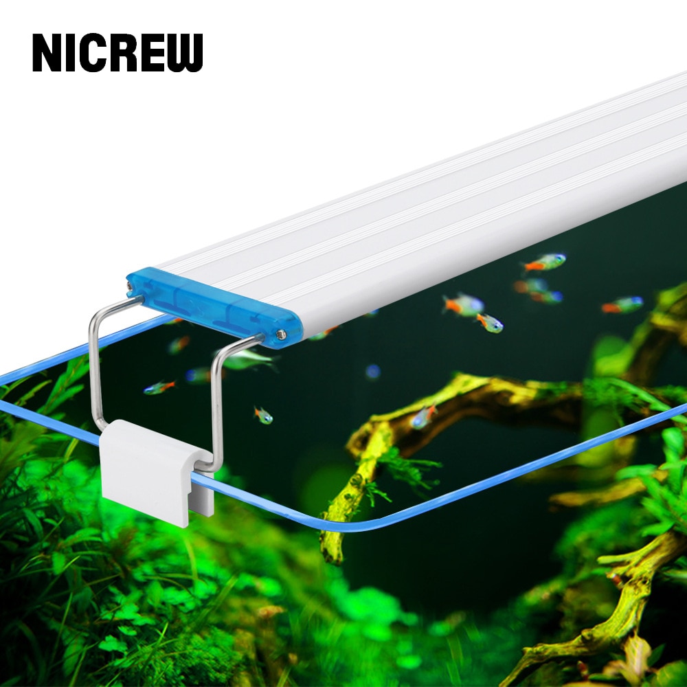 NICREW schlank Aquarium LED Licht Clip Lampe Aquarium Weiß Blau LED Beleuchtung Wasserdichte Helle Aquarium Anlage Wachsen Lampe 18-58cm