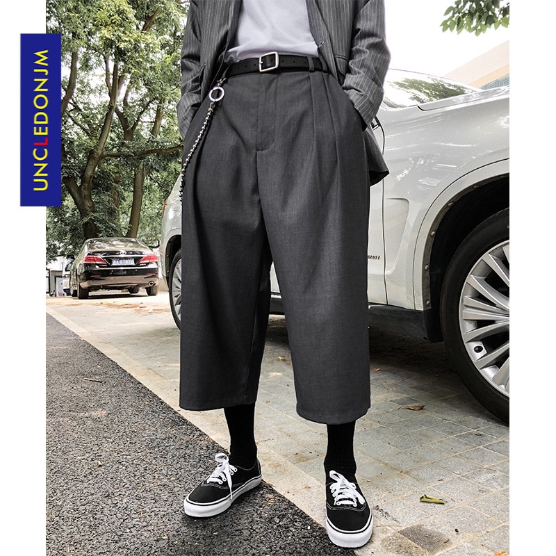 UNCLEDONJM Männer der Sommer Hosen Kalb-Länge Hosen verlieren passen Taille Gerade Atmungsaktive Feste Beiläufige Hosen Für YYS-XK001