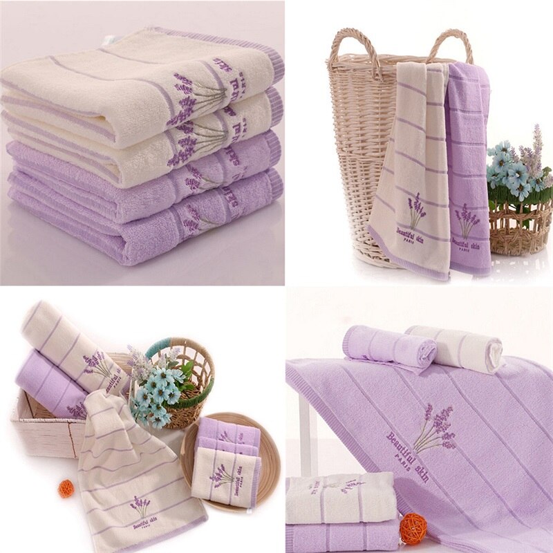 Schlecht Handtuch Baumwolle Stickerei Lavendel Aromatherapie Weiche Hand Gesicht Handtuch Blatt einstellen 34x74cm Schlecht handtuch neue