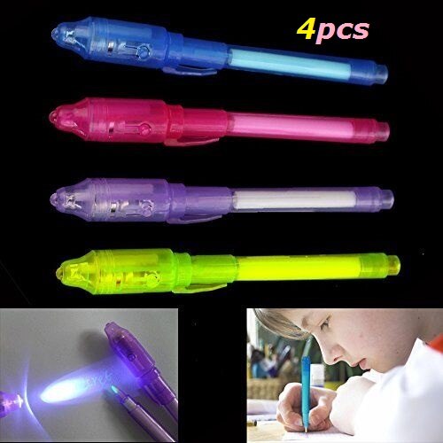 4 teile/los, Unsichtbare Tinte Stift mit Gebaut in UV-Licht stift Geheimnis Nachricht Schreibwaren