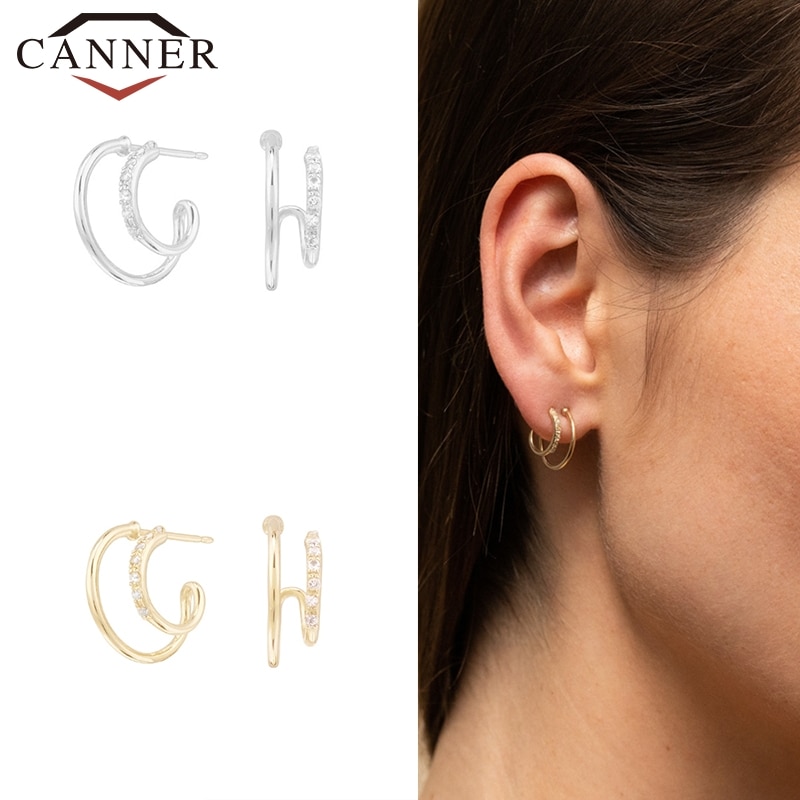 -Trend eins Einfache Persönlichkeit CZ Zirkon Geometrische Ohrringe für Frauen 925 Sterling Silber Zucht Ohrringe Modeschmuck
