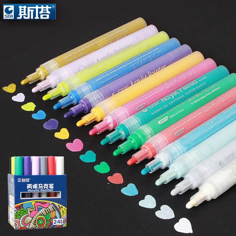 12 Farben Kunst markieren Stift Acryllackstift Zeichnung markieren Skizze Kugelschreiber Schreibwaren DIY einstellen Karikatur Schüler Maler liefert