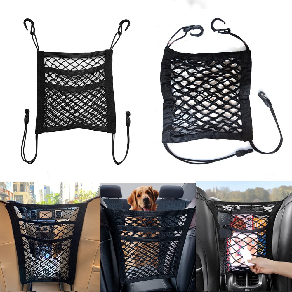 Auto Veranstalter Sitz Zurück Speicher Elastische Auto 3-Schicht Gittergewebe Netz Tasche Zwischen Tasche Gepäck Halfter Tasche Haustier Barriere für Auto Autos