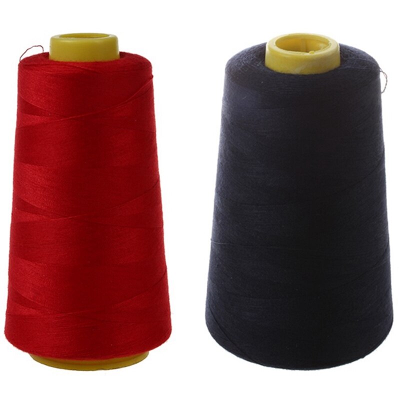 2x 3000 Meter Overlocking Nähmaschine Industrie Polyester Thema Meter Zapfen Farbe Polyester Nähgarn (verrotten & Marine)