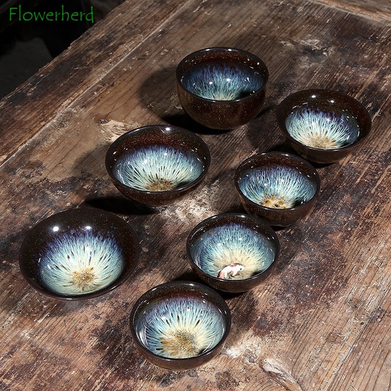 Keramik Porzellan Tee Tasse Schüssel Teegeschirr Tee-einstellen Tasse Kung Fu Tee Tasse einstellen Glasur Brennofen Wird Meister Teetasse Bunte Tee tasse