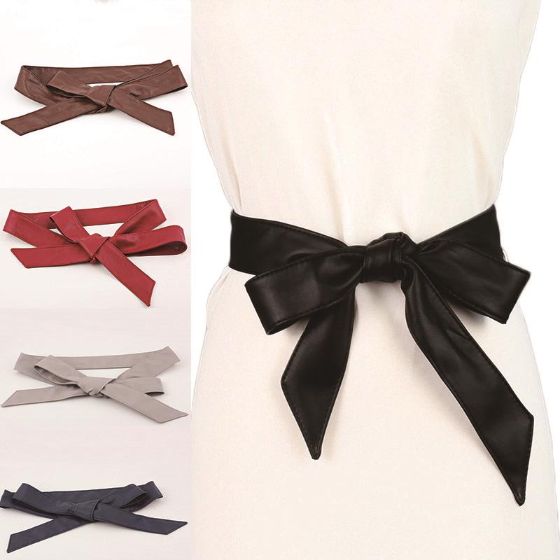 Frauen Lange Streifen Gürtel Spitze-hoch Bowknot Pu Leder Weibliche Gürtel Krawatte lässig Kummerbund Kleid Gürtel Hochzeit Gürtel Mujer pasek damski