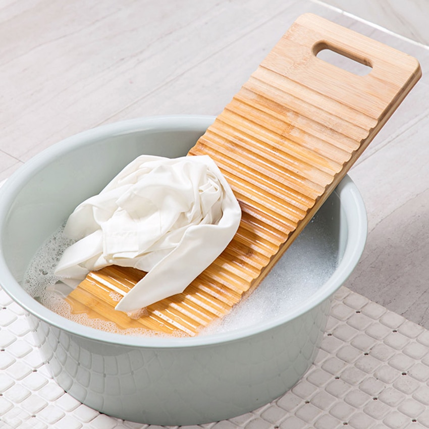 Bambus Anti-Schleudern Welle-konfrontiert Waschbrett Verdickt Große Waschen Kleidung Waschbrett für freundlicher Hemden Saubere Wäsche Bord 16,6x48,6 cm