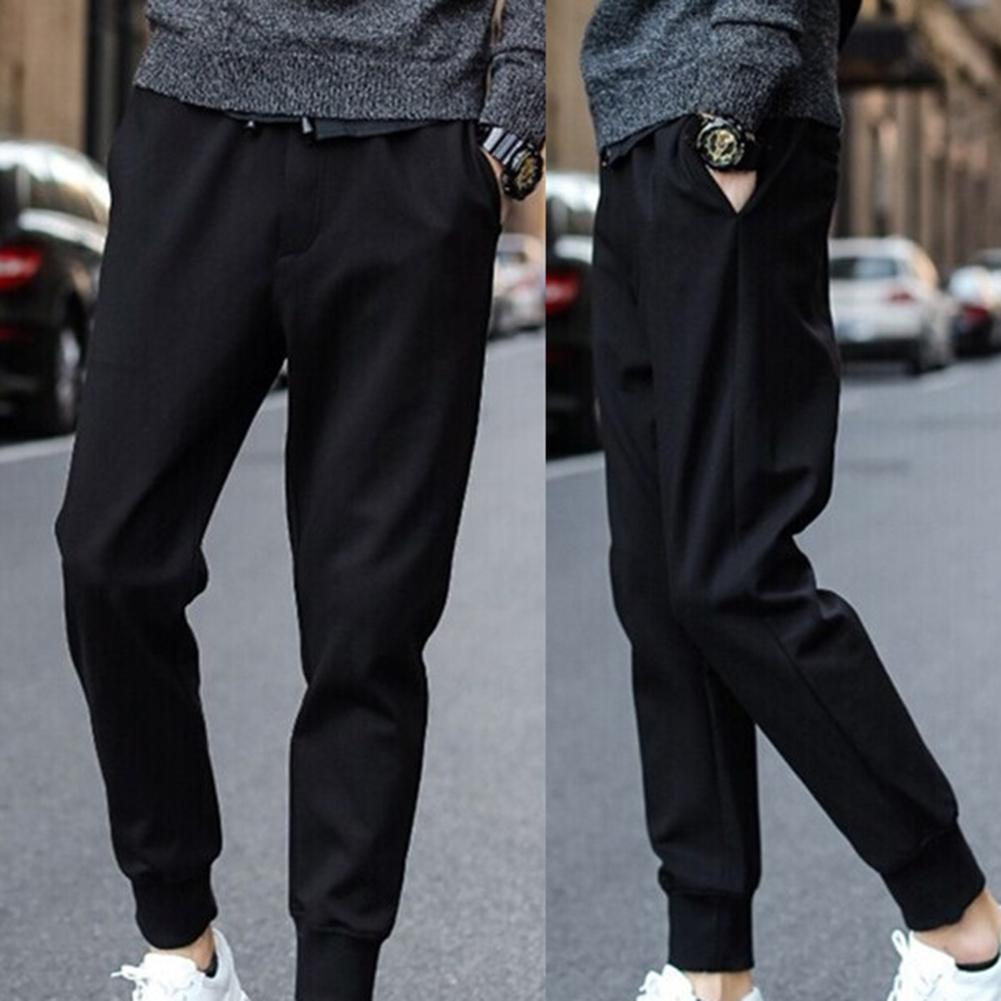 Männer lässig Taille Kordelzug Knöchel Gebunden Taschen Fitness Sport Lange Bleistift Hosen Fitness Sport Lange Bleistift Hosen